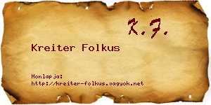 Kreiter Folkus névjegykártya
